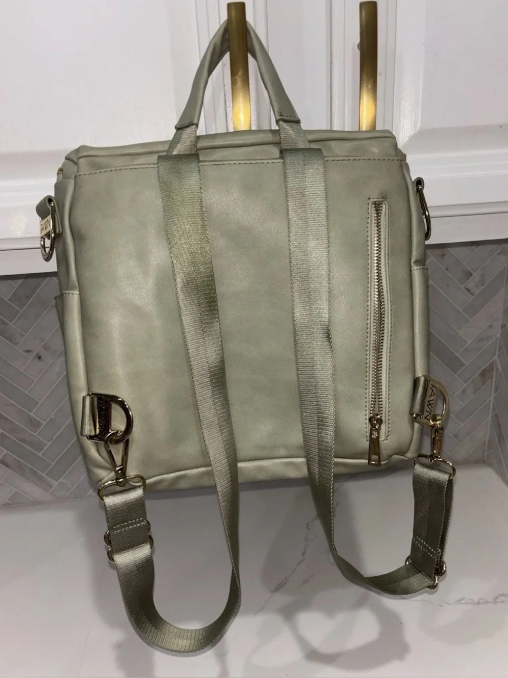 NEW Fawn Design The Original Diaper Bag, Backpack, Purse w crossbody strap Green